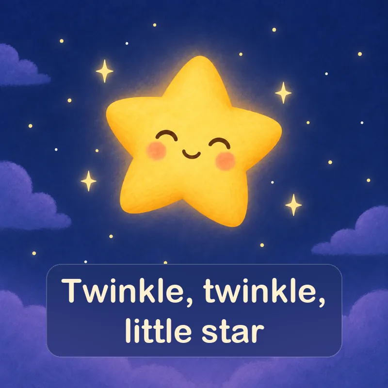 The star with the line "Twinkle, twinkle, little star"
